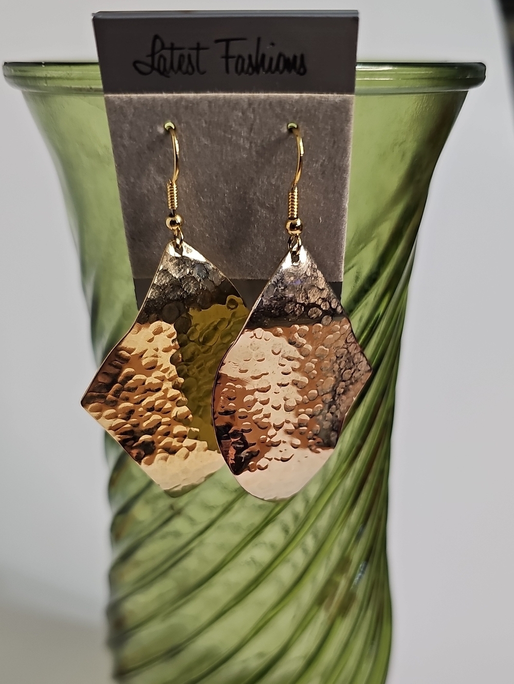 Gold-Tone Hammered Teardrop Earrings